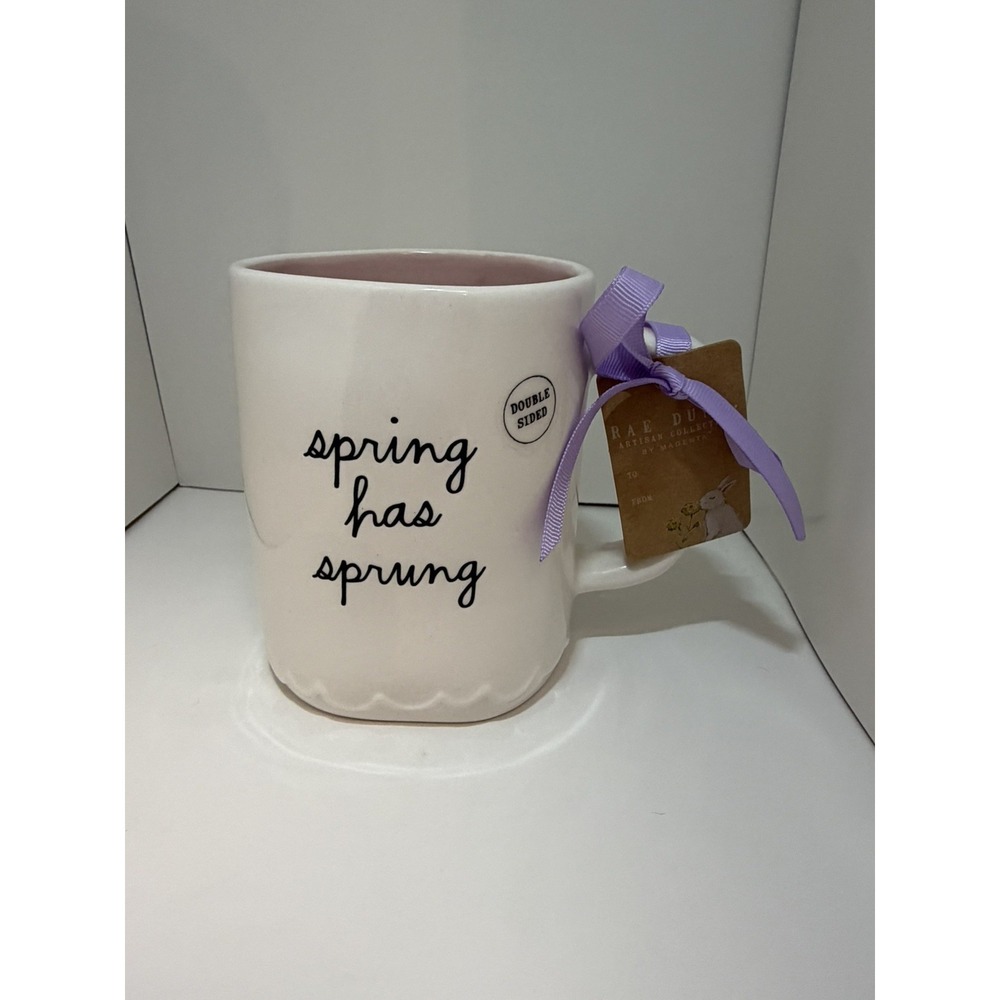 NWT Rae Dunn Artisan Collection Double-Sided "SPRING HAS SPRUNG" with Bunny Mug
